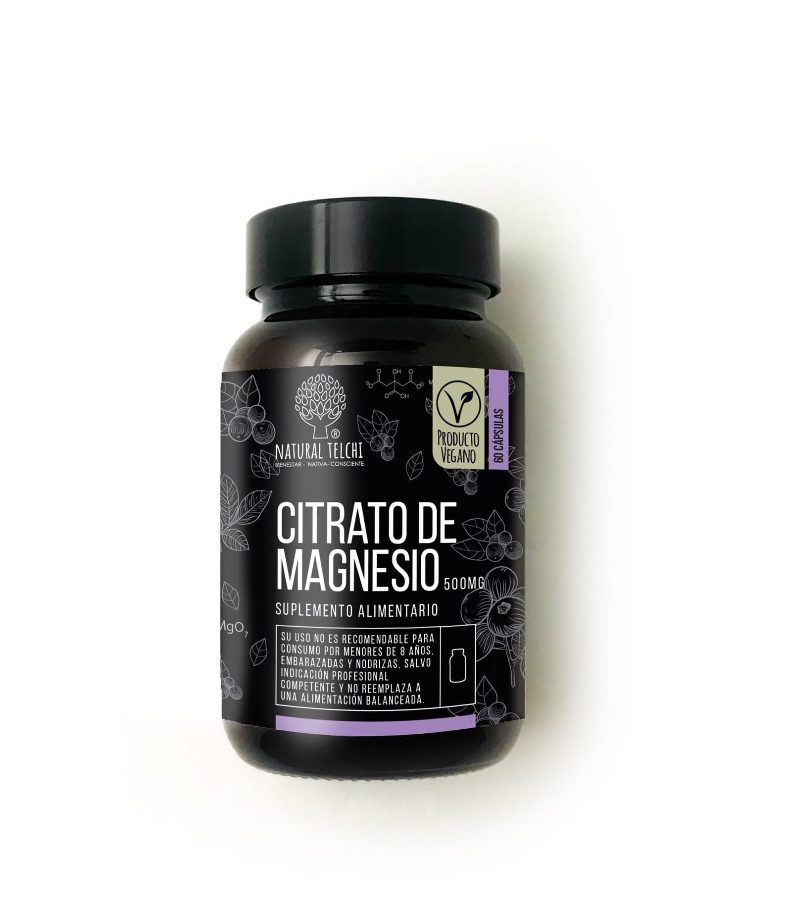 Citrato de Magnesio 500mg Frasco x 60 cápsulas vegetales